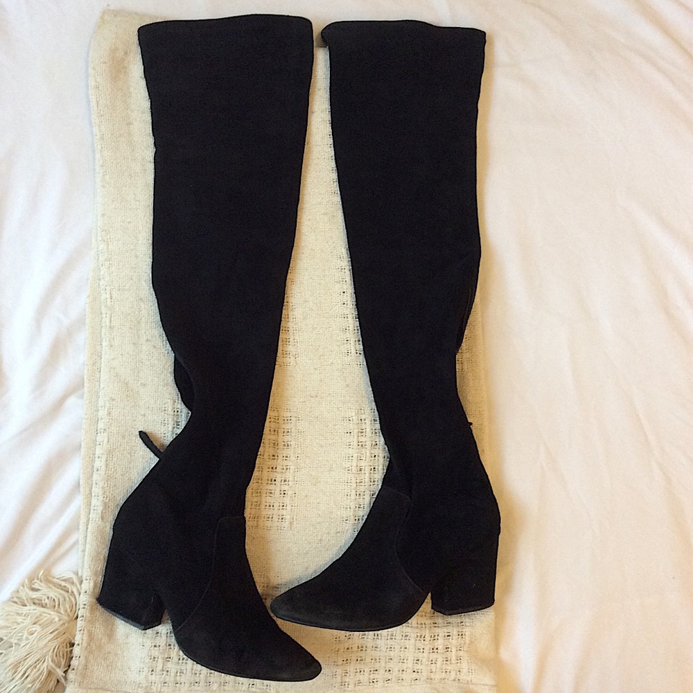 Knee High Black Boots (with square heel)